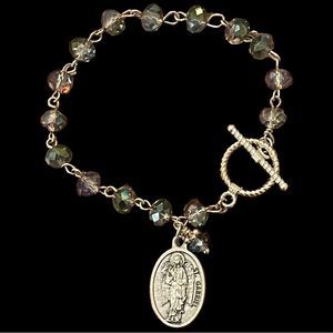 Saint Bracelet with Medal and Crystals